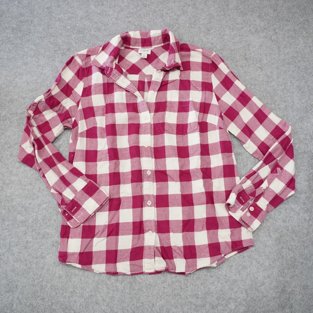 J. Crew Women's Size Medium Pink Checkered Button Down Shirt Buffalo Check